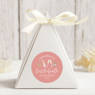Sticker Rond Bachelorette à champagne florale rose girly