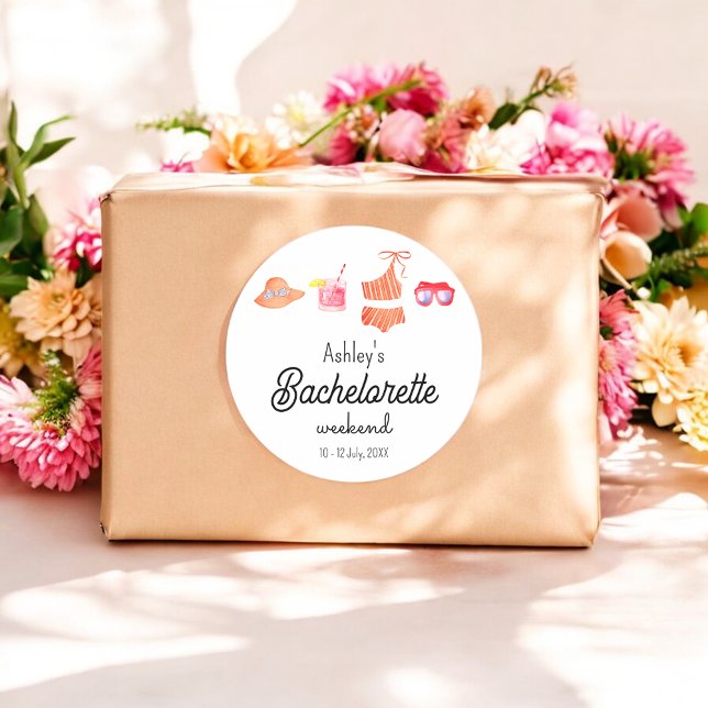 Sticker Rond Bachelorette Beach Bikini Week-end (Créateur téléchargé)