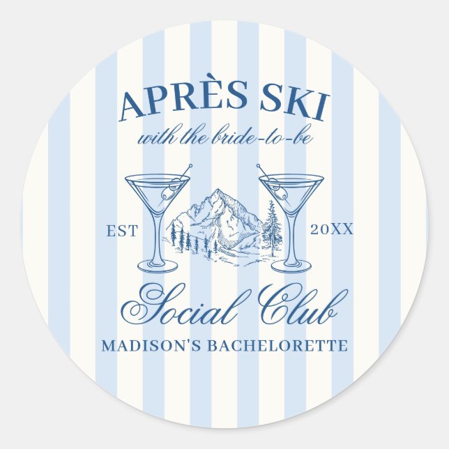 Sticker Rond Bachelorette Bleue Bleu Apres Ski (Devant)