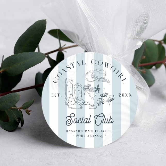 Sticker Rond Bachelorette Coastal Cowgirl (Créateur téléchargé)