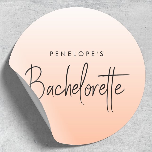 Sticker Rond Bachelorette | Coral Ombre Elegant Peach (Créateur téléchargé)