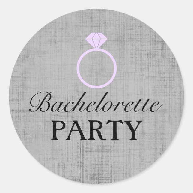 Sticker Rond Bachelorette de conception de anneau violet et gri (Devant)