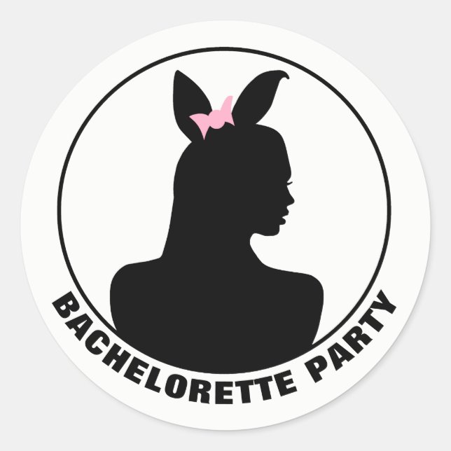 Sticker Rond Bachelorette de fille lapin rose (Devant)