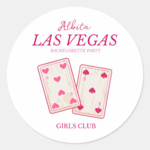 Sticker Rond bachelorette de las vegas classique rose