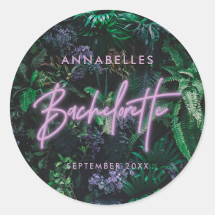 Sticker Rond Bachelorette de néon violet clair moderne