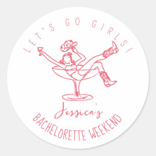 Sticker Rond Bachelorette dernier rodéo gribouillis dessiné à l