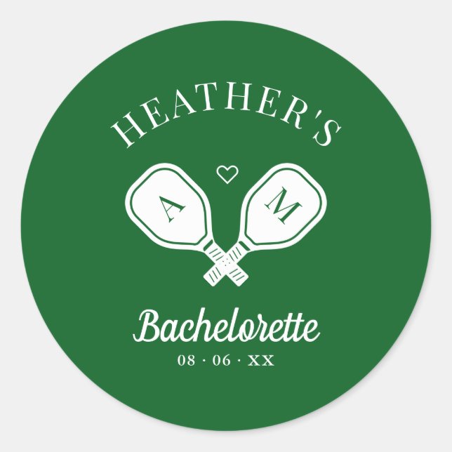 Sticker Rond Bachelorette dernière Pickleball (Devant)