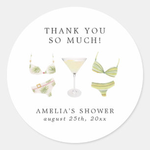 Sticker Rond Bachelorette Fête des mariées Bikinis & Martinis