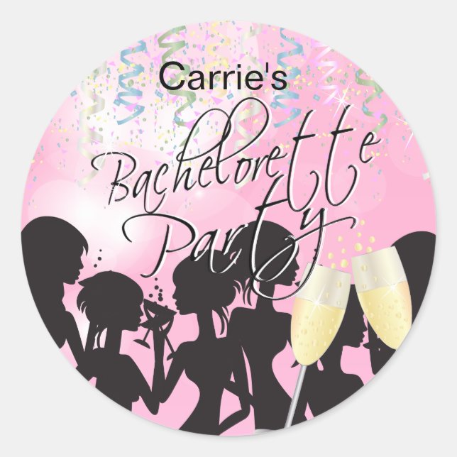 Sticker Rond Bachelorette Girls Night Out - Rose (Devant)