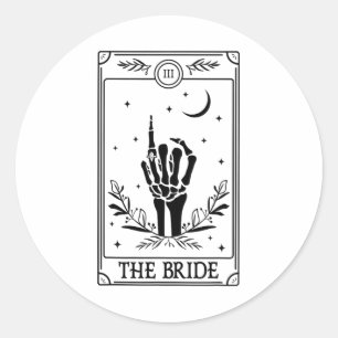 Sticker Rond Bachelorette gothique à la main du squelette flora