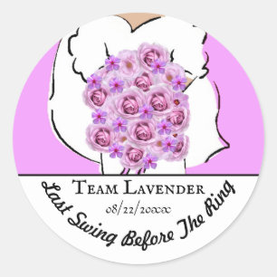 Sticker Rond Bachelorette Party Golf Fleurs violettes Personnal