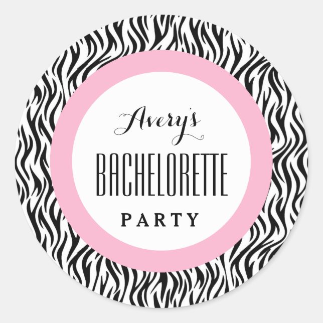 Sticker Rond BACHELORETTE PARTY Nom personnalisé V01 ROSE NOIR (Devant)