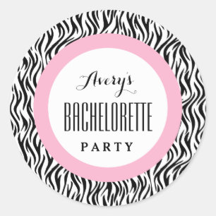 Sticker Rond BACHELORETTE PARTY Nom personnalisé V01 ROSE NOIR