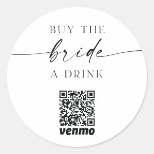 Sticker Rond Bachelorette QR Code Acheter La Mariée Un Verre