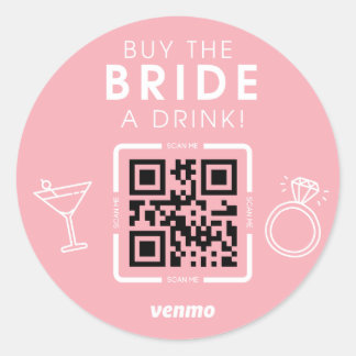 Sticker Rond Bachelorette QR Code Acheter La Mariée un verre ro