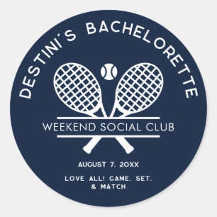 Sticker Rond Bachelorette Tennis Country Club Party Personnalis