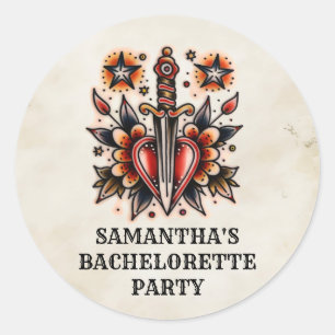 Sticker Rond Bachelorette Vintage de tatouage rétro