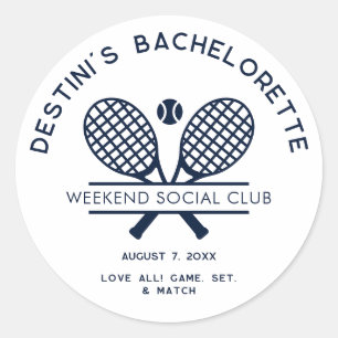 Sticker Rond Bachelorette Week-end Tennis Club Party Custom