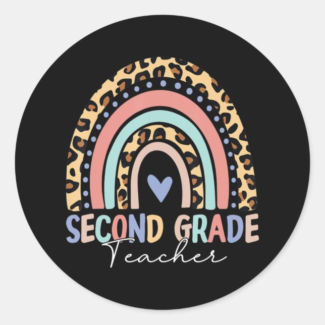 Sticker Rond Back To School Rainbow Leopard (Devant)
