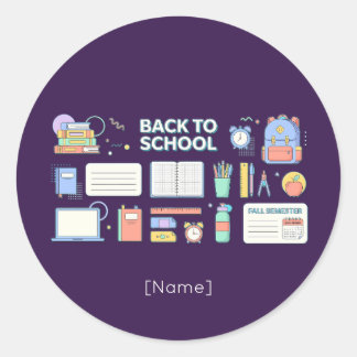 Sticker Rond Back to School Supplies / Regreso Útiles Escolares