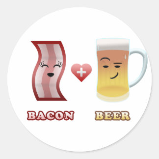 Sticker Rond Bacon + Bière en amour