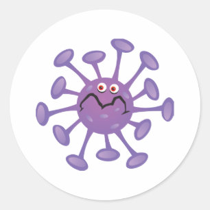 Sticker Rond Bactérie germée de dessin animé drôle