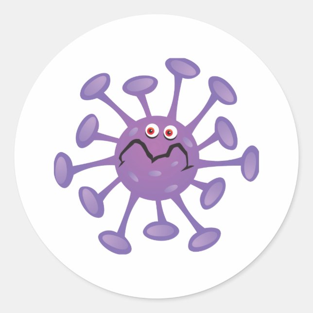 Sticker Rond Bactérie germée de dessin animé drôle (Devant)