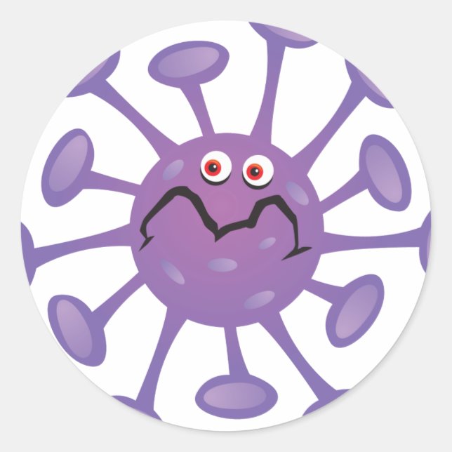 Sticker Rond Bactérie germée de dessin animé drôle (Devant)
