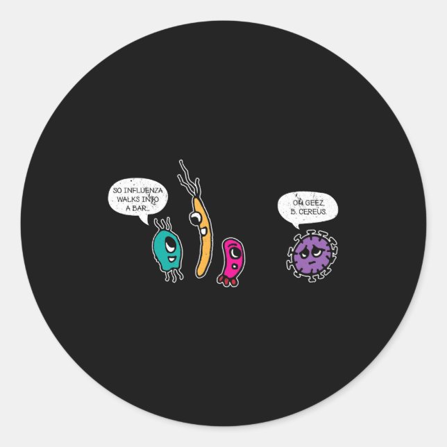 Sticker Rond Bactéries amusantes Biologiste de la biologie des  (Devant)