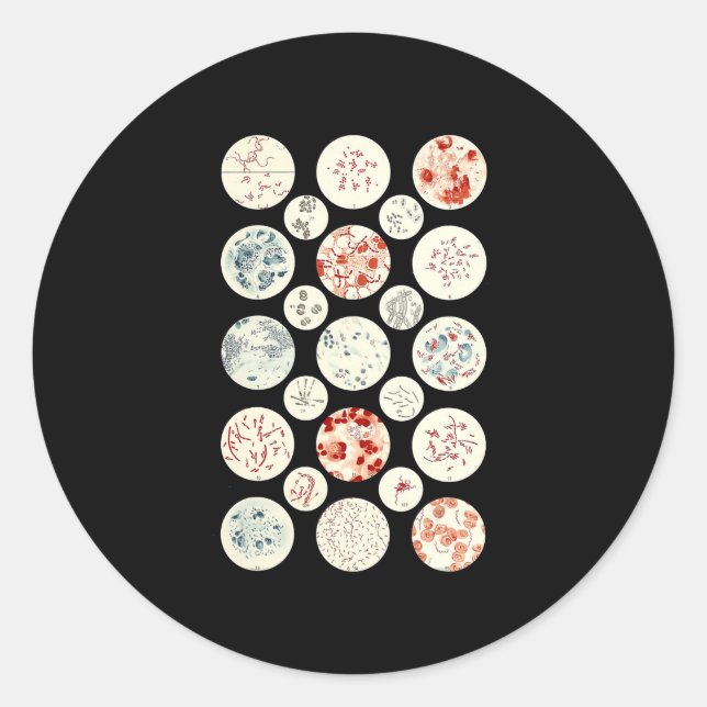 Sticker Rond bactéries drôle microbiologie bactéries science mi (Devant)