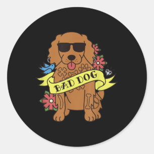 Sticker Rond Bad Chien Tattoo Er Chien Espagnol