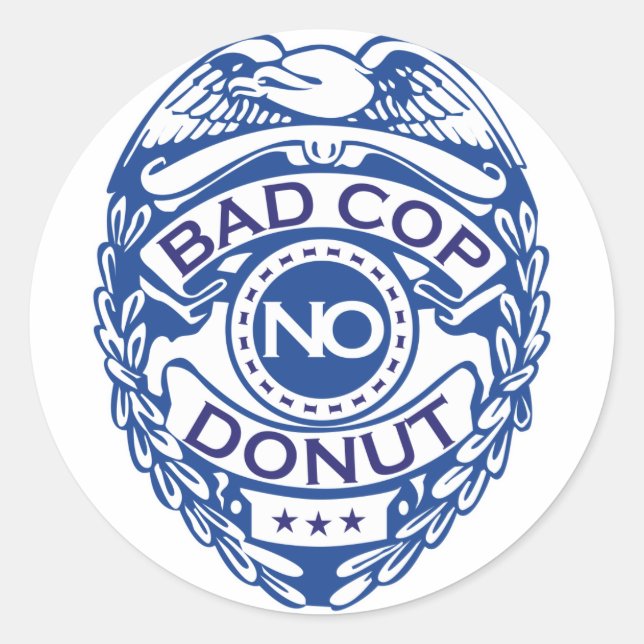 Sticker Rond Bad Cop No Donut - Bleu (Devant)