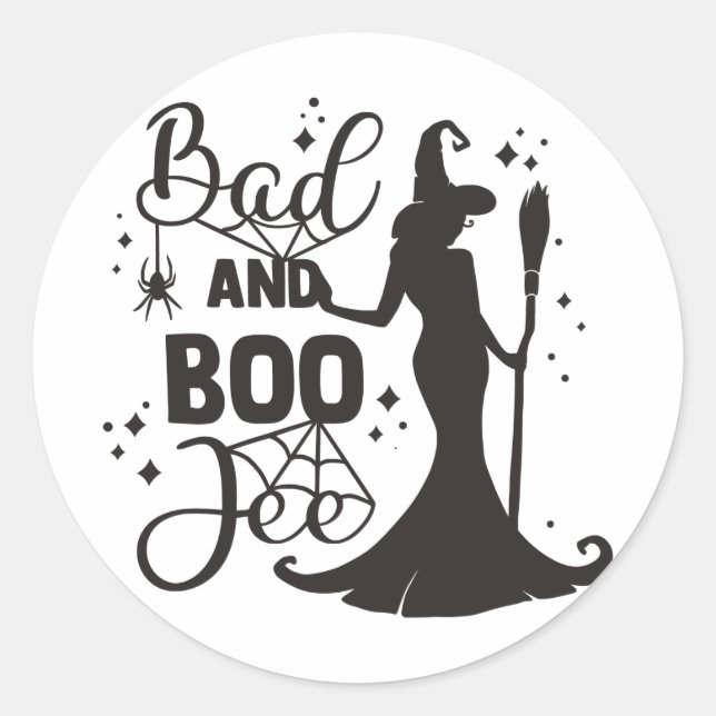 Sticker Rond Bad et Boo Jee Halloween (Devant)