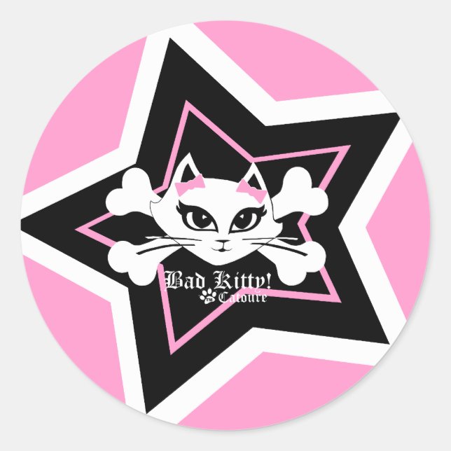 Sticker Rond Bad Kitty Little Rose Stickerz (Devant)