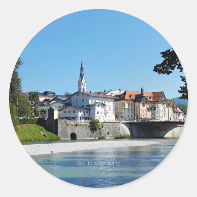 Sticker Rond Bad Tolz, Allemagne photo pittoresque, (Devant)