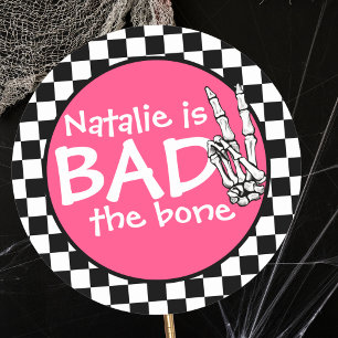 Sticker Rond Bad Two The Bone Personnalisé 2e fête d'anniversai