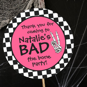 Sticker Rond Bad Two The Bone Personnalisé 2e fête d'anniversai