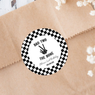 Sticker Rond Bad Two The Bone Skeleton 2e fête d'anniversaire
