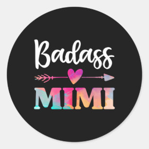 Sticker Rond Badass Mimi Strong Grand-Mère Journée Pour