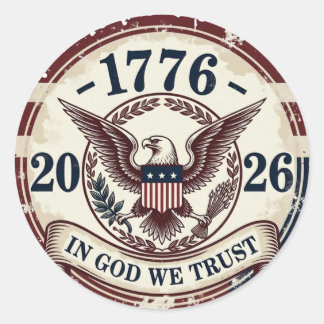 Sticker Rond Badge Aigle Vintage 1776 Patriotique