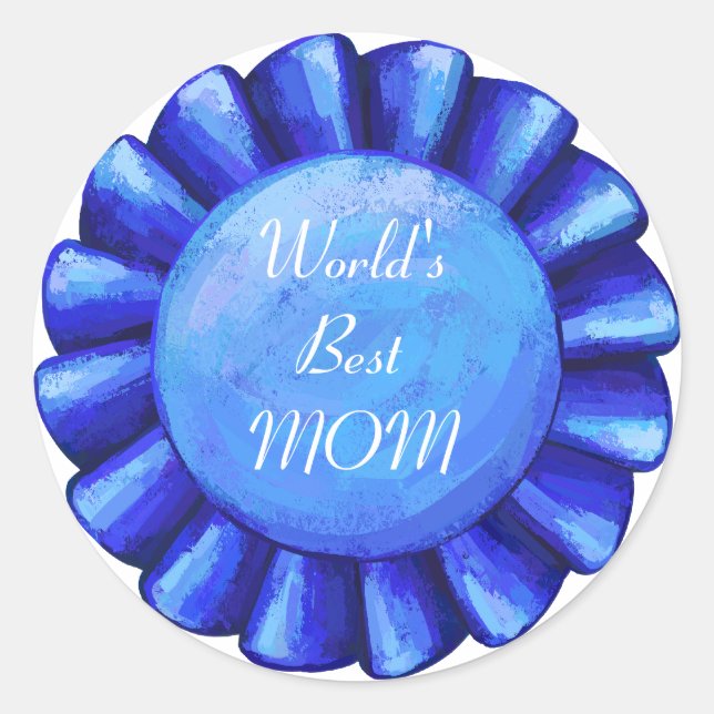 Sticker Rond Badge Bleu, Meilleure MOM au monde (Devant)