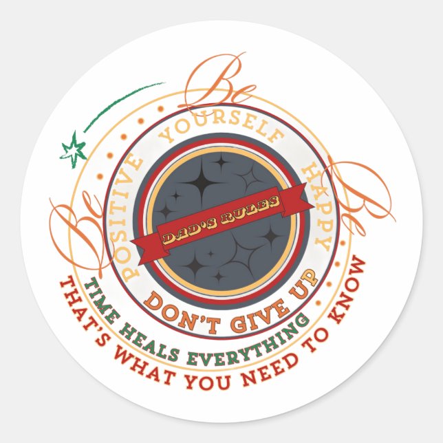Sticker Rond Badge circulaire Règles de Papa (Devant)