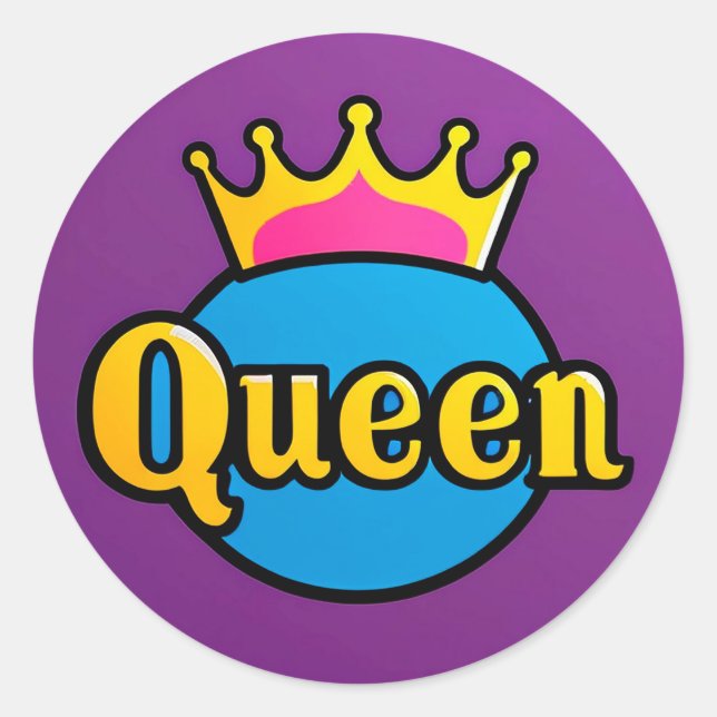 Sticker Rond Badge Couronne Rond de Reine (Devant)