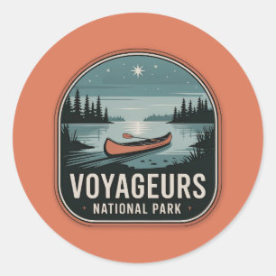 Sticker Rond Badge de canoë du parc national de Voyageurs