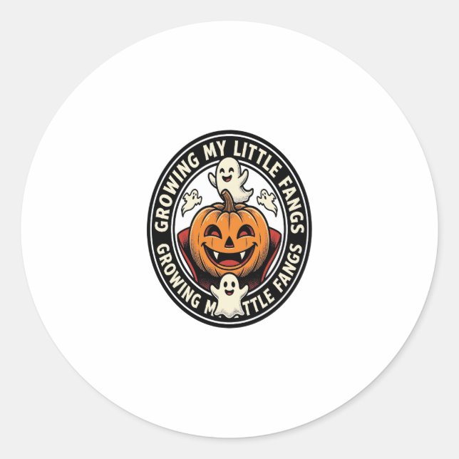 Sticker Rond Badge de citrouille de vampire faisant pousser mes (Devant)