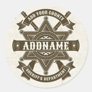 Sticker Rond Badge de Rifles Adjoint Old West Sheriff Personnal