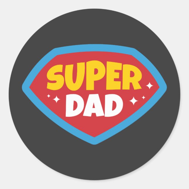 Sticker Rond Badge de Super Papa Rétro (Devant)