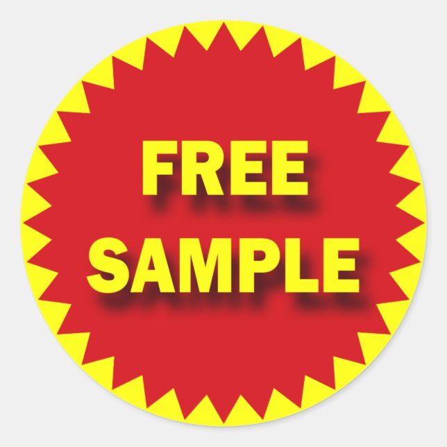 STICKER ROND BADGE DE VENTE AU DÉTAIL - ÉCHANTILLON GRATUIT (Devant)