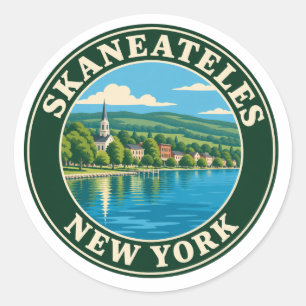 Sticker Rond Badge de voyage plat de Skaneateles New York