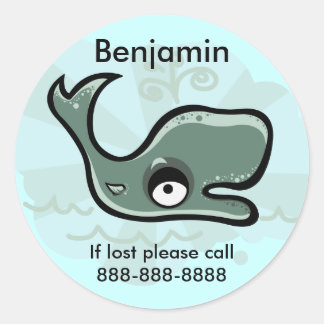 Sticker Rond Badge d'identité de baleine pour enfants